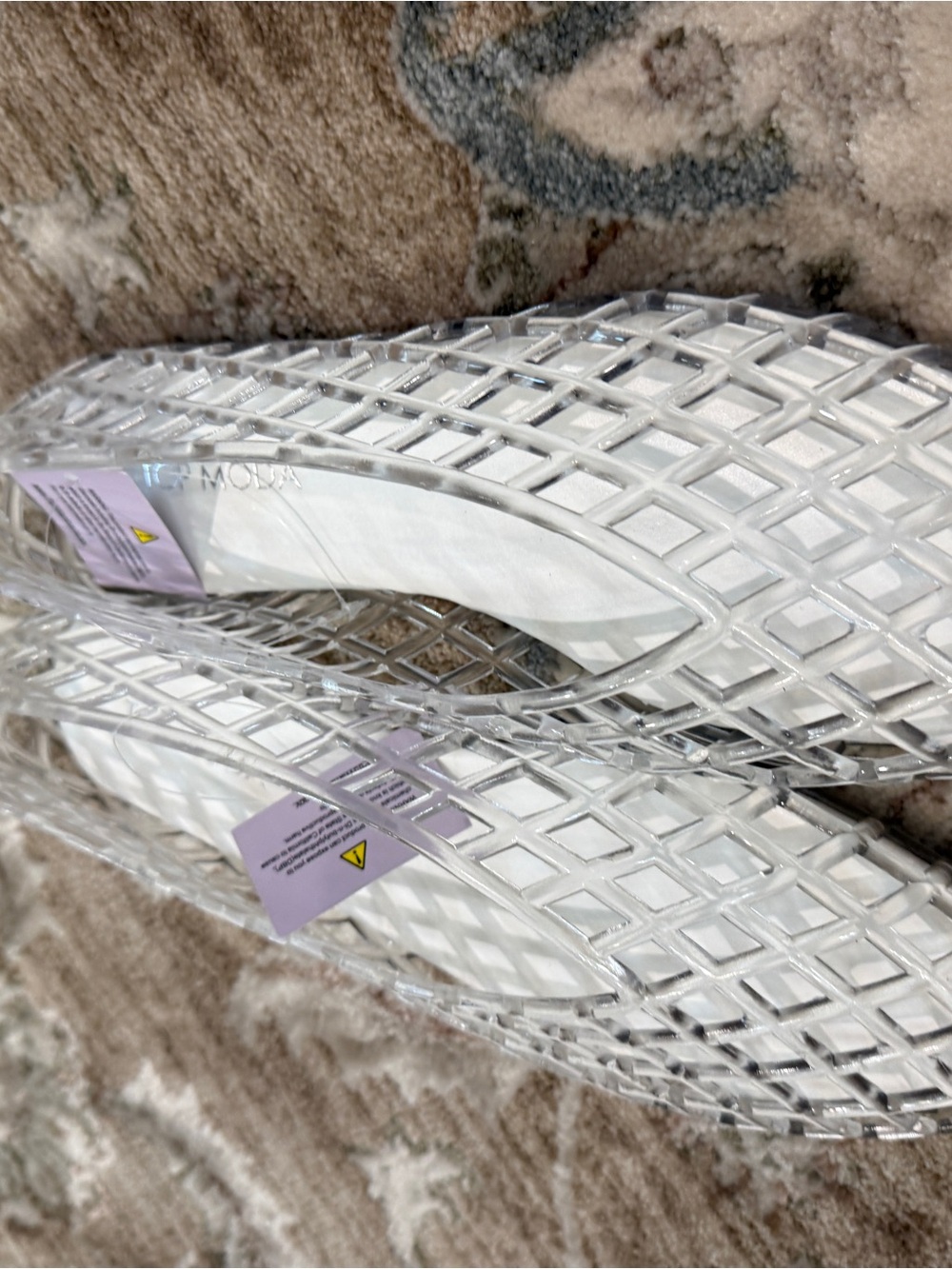 TOP Moda Clear Jelly Diamond Lattice Slingback Flats - Picture 3 of 4